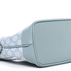 GG Supreme Monogram Textured Dollar Calfskin Web Small Ophidia Bucket Shoulder Bag Dusty Blue