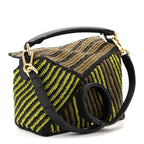 Raffia Calfskin Small Puzzle Bag Anise Olive