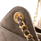 Suede Quilted Mini Chanel 25 Handbag Dark Grey