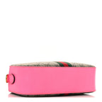 GG Supreme Monogram Textured Dollar Calfskin Web Ophidia Small Crossbody Bag Beige Ebony Fuchsia