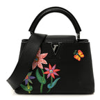 LV X YK Taurillon Inlaid Kusama Flowers Capucines BB Black