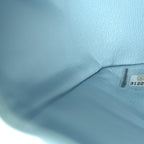 Lambskin Quilted Medium Double Flap Light Blue