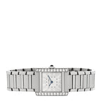 Stainless Steel Diamond Bezel 21mm Tank Francaise Quartz Watch Silver
