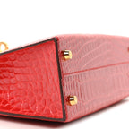 Shiny Alligator Horseshoe Mini Kelly Sellier 20 Rouge de Coeur Rose Mexico