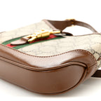 GG Supreme Monogram Azalea Calfskin Web Mini Jackie 1961 Hobo Beige Ebony Brown Sugar
