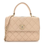 Lambskin Quilted Small Trendy CC Dual Handle Flap Bag Beige