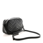 Calfskin Matelasse Monochrome Small GG Marmont Chain Shoulder Bag Black