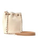 Canvas Pearl Deauville Drawstring Bucket Bag Ecru Beige
