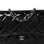 Patent Quilted Wallet On Removable Chain WOC Black