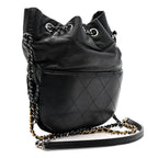 Calfskin Quilted Small Gabrielle Bucket Black