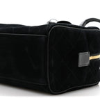 Suede Calfskin Large Perfect Bowling Bag Black