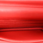 Grained Calfskin Quilted CC Box Wallet On Chain WOC Red