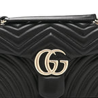 Lambskin Matelasse Medium GG Marmont Shoulder Bag Black