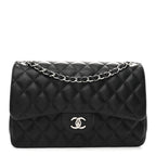 Lambskin Quilted Jumbo Double Flap Black