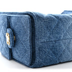 Washed Denim Quilted Mini Chanel 25 Handbag Blue