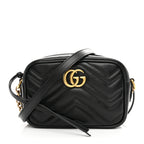 Calfskin Matelasse Mini GG Marmont Chain Shoulder Bag Black