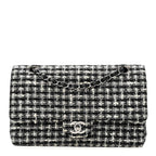 Tweed Quilted Medium Double Flap Black
