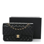 Caviar Quilted Medium Double Flap Black