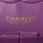 Caviar Quilted Medium Double Flap Purple