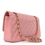 Caviar Quilted Medium Double Flap Pink
