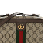 GG Supreme Monogram Web Small Ophidia Top Handle Shoulder Bag Brown