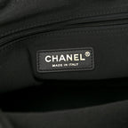 Suede Calfskin Shiny Lambskin Quilted Coco Base Shopping Bag Beige Black