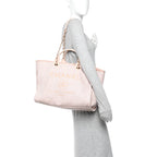 Mixed Fibers Calfskin Medium Deauville Tote Beige
