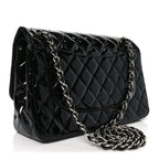 Patent Quilted Jumbo Double Flap Black