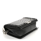 Calfskin Chevron Tweed Medium Boy Flap Black