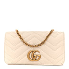 Calfskin Matelasse GG Marmont Mini Bag White
