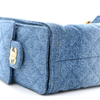 Washed Denim Quilted Mini Chanel 25 Handbag Blue