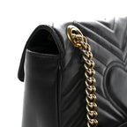 Calfskin Matelasse Mini GG Marmont Shoulder Bag Black