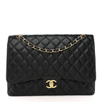 Caviar Quilted Maxi Double Flap Black