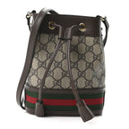 GG Supreme Monogram Web Mini Ophidia Bucket Bag Brown