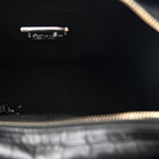 Crocodile Embossed Calfskin Medium Gabrielle Cocodile Hobo Black