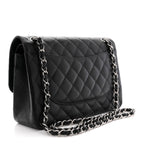 Caviar Quilted Jumbo Double Flap Black