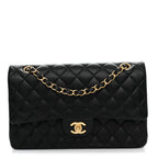 Lambskin Quilted Medium Double Flap Black