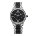 Stainless Steel Ceramic Diamond Bezel 38mm Classic Quartz Watch Black
