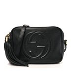 Pebbled Calfskin Small Soho Disco Bag Black