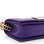 Calfskin Quilted Small Boy Flap Purple