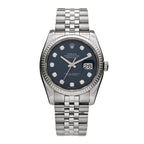 Stainless Steel 18K White Gold Diamond 36mm Oyster Perpetual Datejust Watch Blue 116234