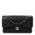 Caviar Quilted Medium Double Flap Black