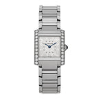 Stainless Steel Diamond Bezel 21mm Tank Francaise Quartz Watch Silver