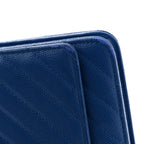 Caviar Chevron Quilted Wallet On Chain WOC Blue