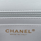 Lambskin Quilted Extra Mini Rectangular Flap Light Blue