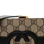 GG Supreme Monogram Textured Dollar Calfskin Mini New Basket Shoulder Bag Beige Ebony Black