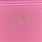 Lambskin Quilted CC Pearl Crush Wallet on Chain WOC Pink