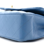 Caviar Quilted Small Double Flap Blue