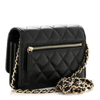 Caviar Quilted Mini Wallet On Chain WOC Black