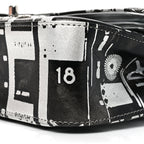 Lambskin Graffiti Printed Medium Double Flap Black Silver